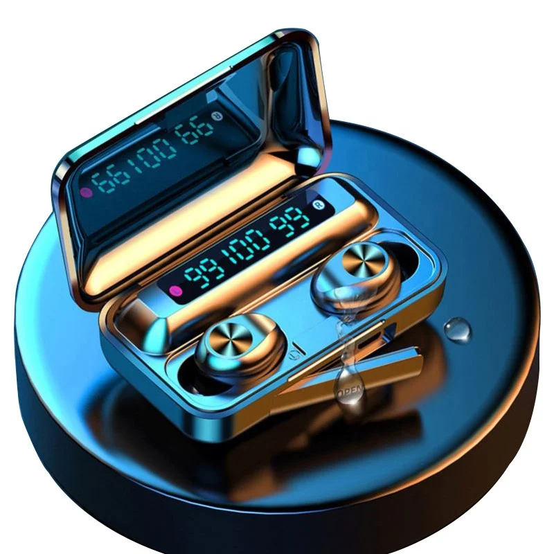 

F9-10 TWS LED Power Display Wireless bt Earbuds Stereo Earphones Touch 2000mAh Gaming Headphones, Black