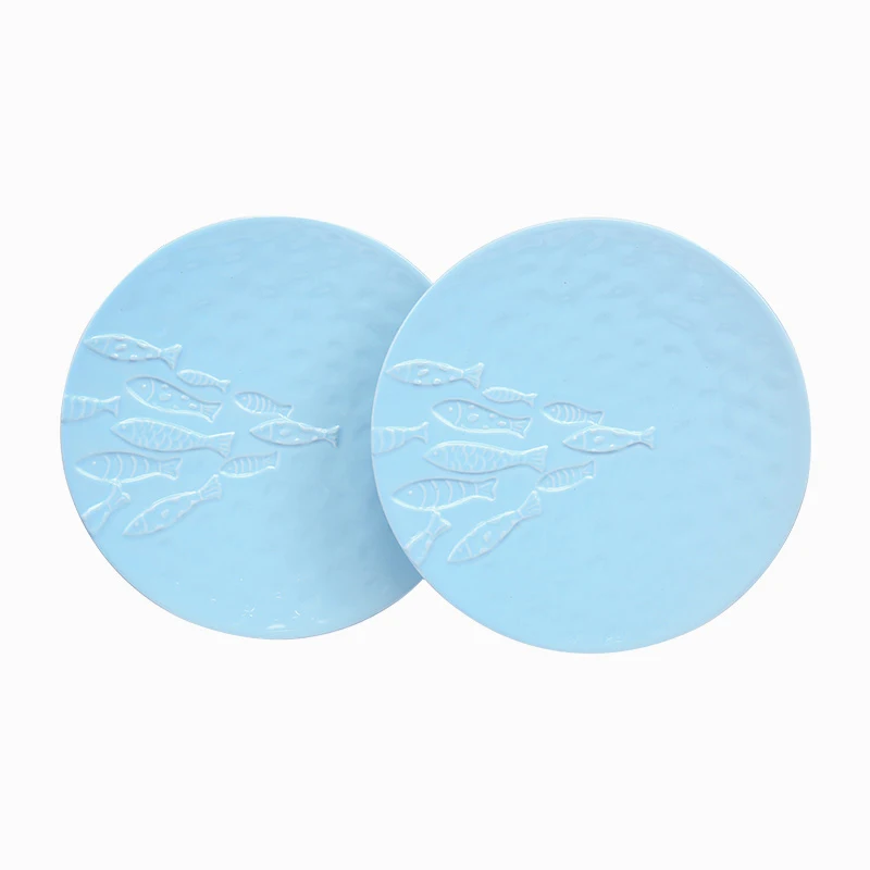 

8 Inch Own Design Dessert ocean style blue color sea Dishes Wholesale Dinner Plate set