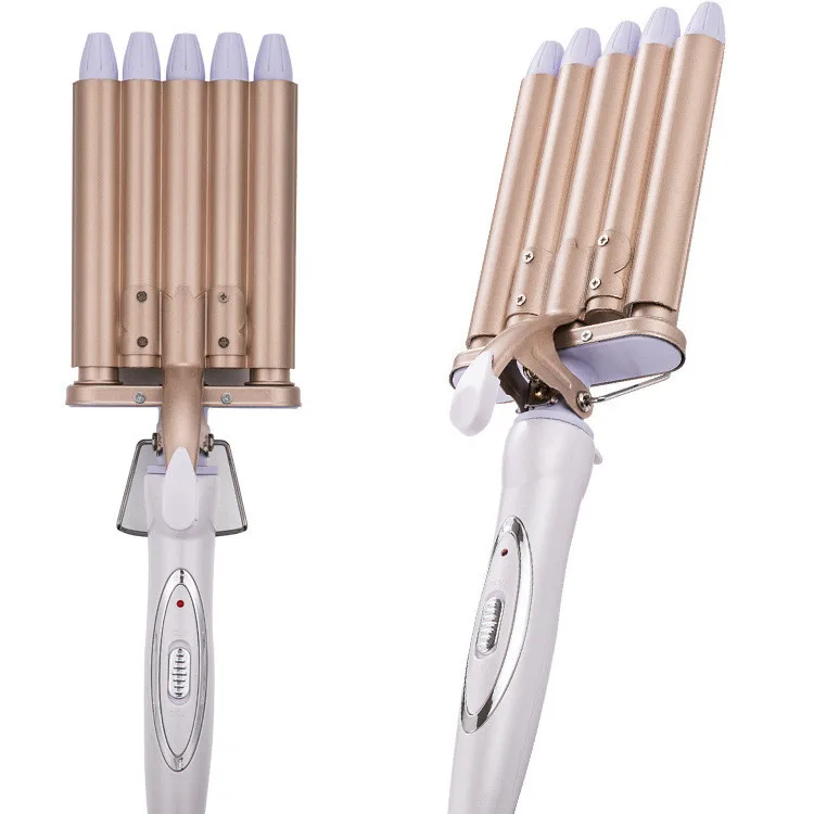 

Fast Styling Egg Waffle Smart Waver Curling Professional 5 Barrel Hair Culer Curling Iron For Easy Hair Styling Iron, Gold
