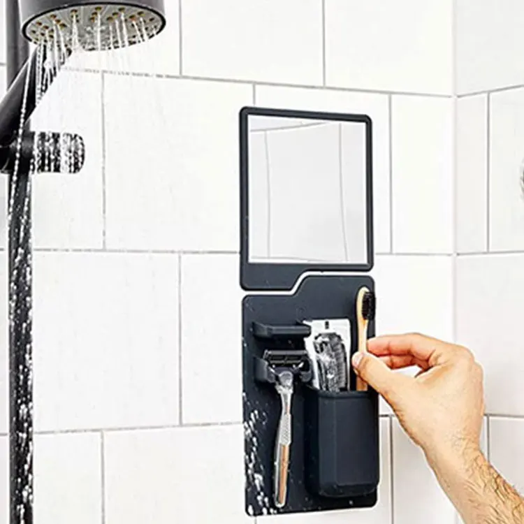 Eco-friendly Silicone Toothbrush Holder Organizer for Bathroom Mirror Shower 