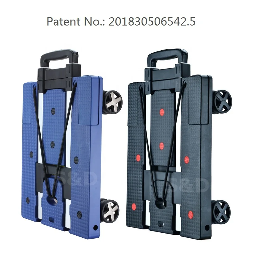 
Compact aluminum lightweight portable 4 silent spinner wheels platform shopping dolly folding luggage hand trolley cart truck 