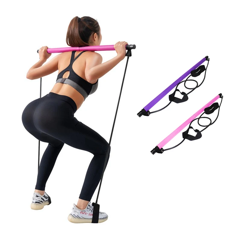 

Body Workout Yoga Stick Portable Exercise adjustable Pilates Band Bar, Customized
