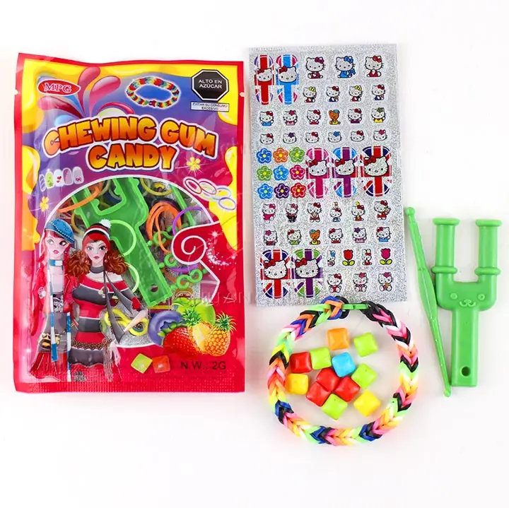 Rubber Band With Chewing Gum Candy In Bag / Children's Woven Toy Candy