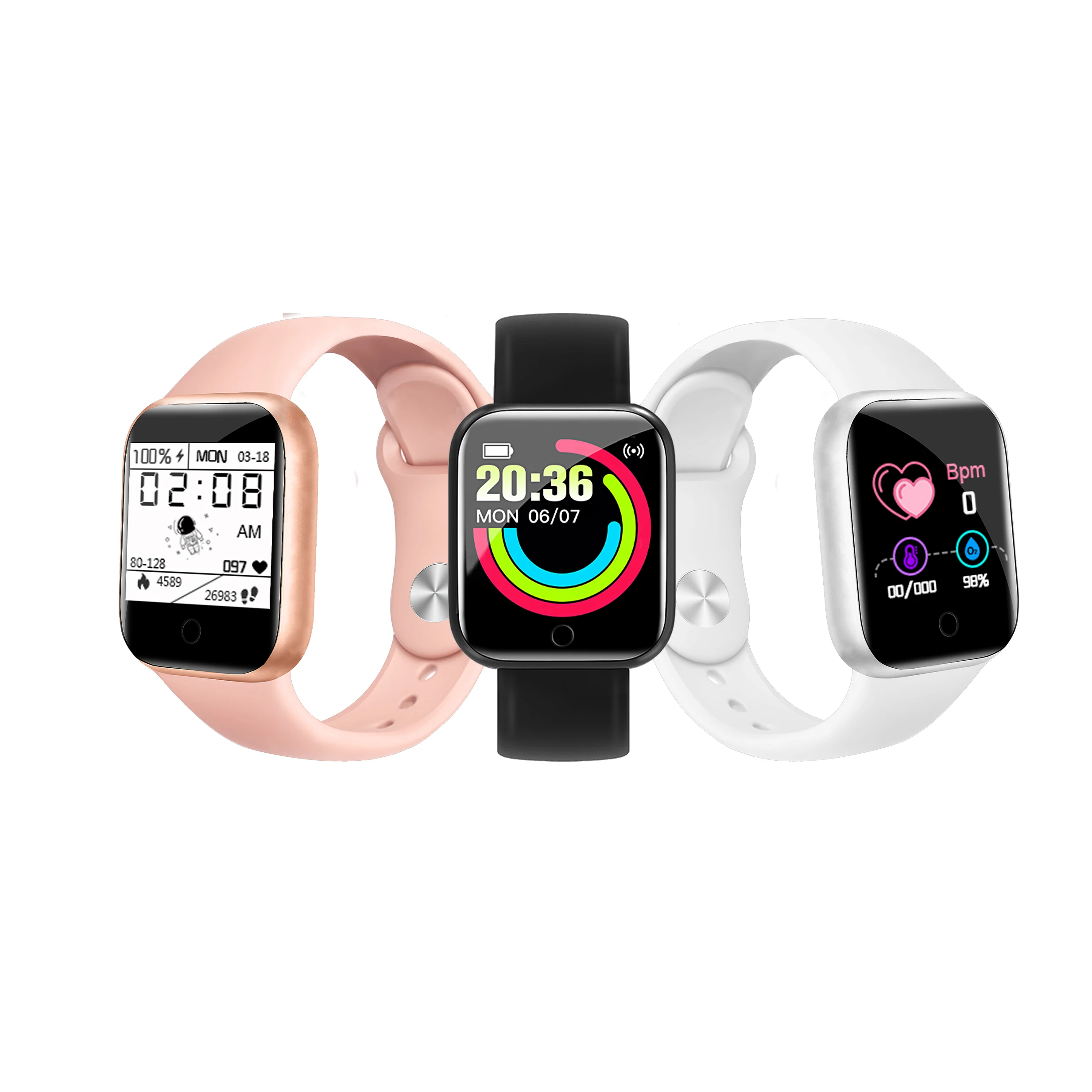 

Newest Smart watch Y68 D20 IP67 Waterproof Sport Fitness Wristband Wristwatch Reloj Smart Bracelet Watch Smartwatch, Black/white/silver/pink