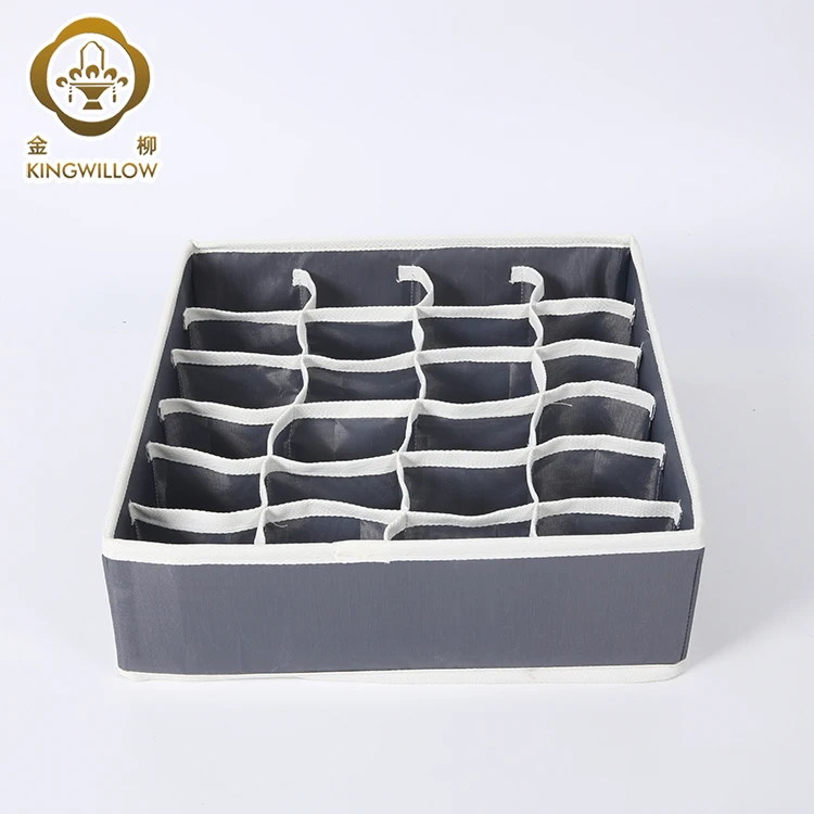 

KINGWILLOW foldable fabric storage box drawer organizer set, Natural