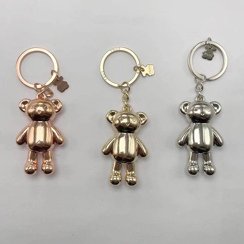 

2021 NEW 1:1 100% 925 Sterling Silver cute Bear Keychain Elegant High Quality Women's Jewelry Manufacturer Wholesale Free Ship