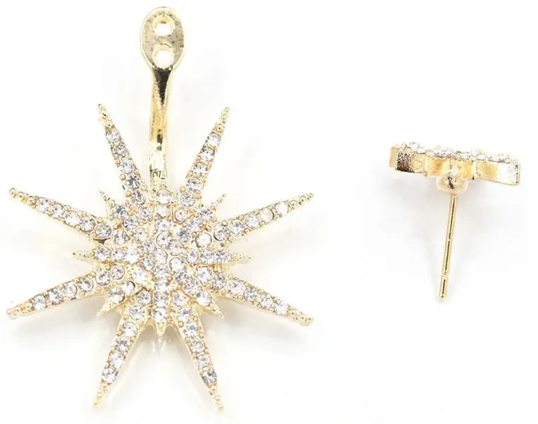 

Factory wholesale Diamond back hanging snowflake earrings gold and silver jewelry for women
