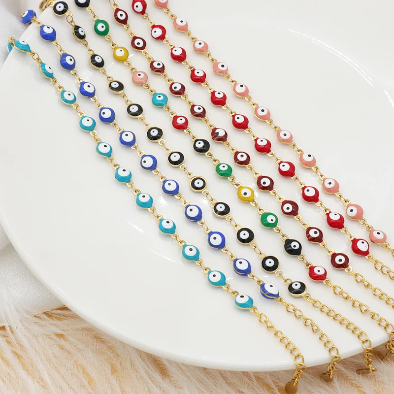 

2021 Colorful evil eyes bracelet gold plated red pink evil eyes bracelet