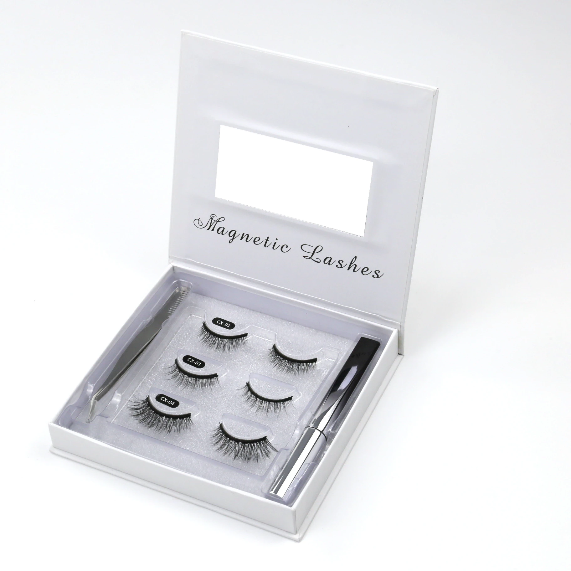 

High quality custom magnetic lashes vendors wholesale 25mm dramatic false 3d mink eyelash magnetic eyelashes set with eyeliner, Black