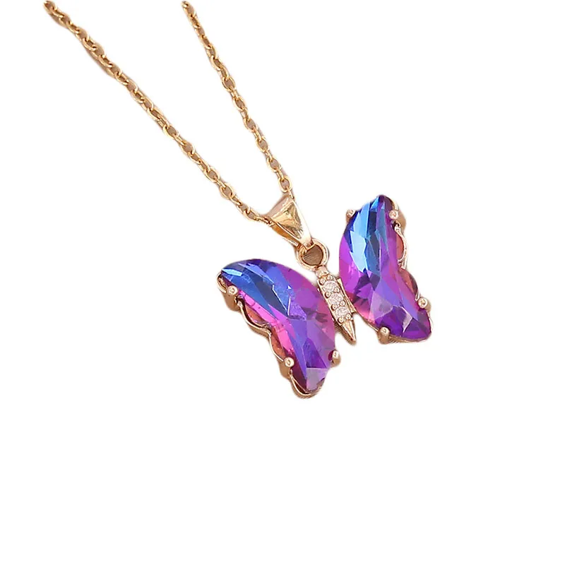 

Wholesale Jewelry Gradient Pendant Vintage Gold Plated Chain Butterfly Necklace for Women Men 2022 Party Wedding