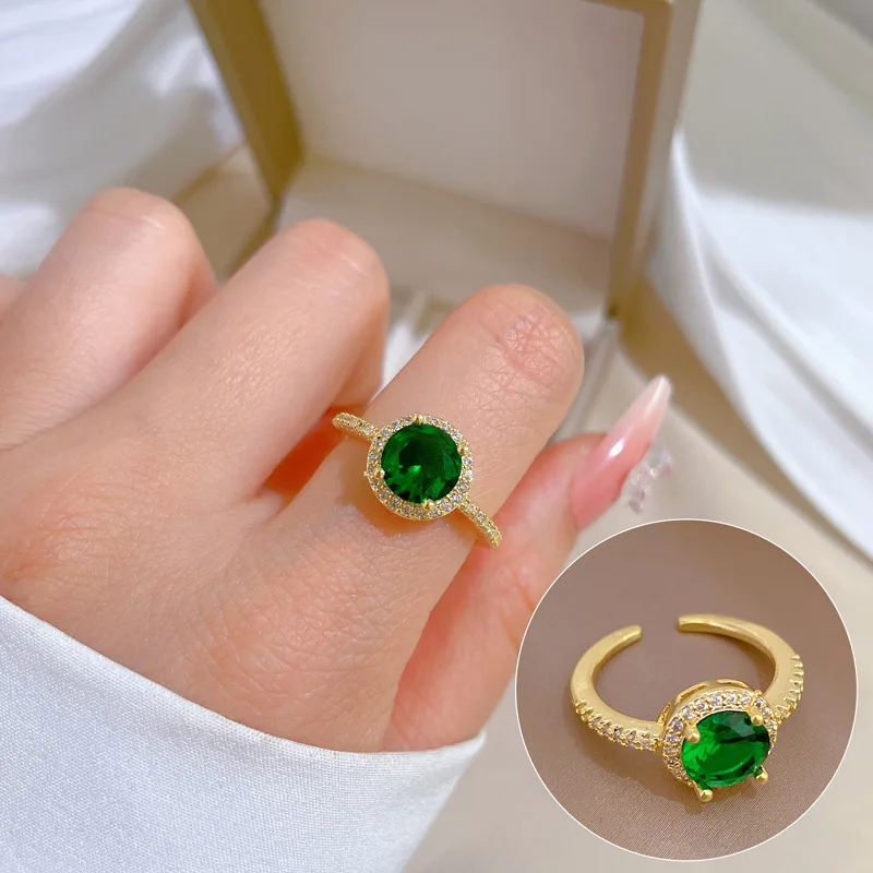 

Real Gold Plated Geometric Rings For Women Gemstone Luxury Adjustable Jewelry Couple Ring Party