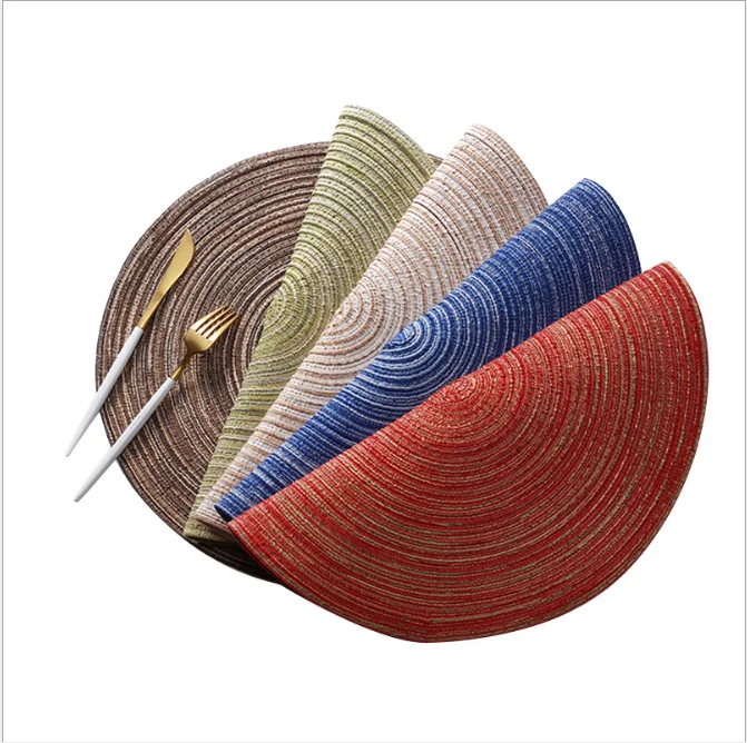 

Non-slip Nordic Style Cotton Yarn Round Dining Table Mat Western Placemat Insulation Pad Woven Placemats