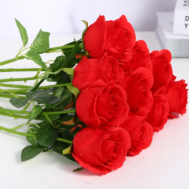 

Party Decoration Fake Flowers Wedding Bouquet Christmas Decor 8pcs/lots Artificial Rose Flowers Silk Rose Flower