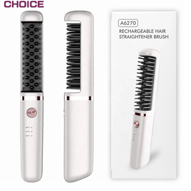 

Rechargeable Ceramic Hair Straightener Comb Electric Cordless Wireless Iron Hair Straightening Comb for Hair