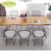 Modern home furniture solid wood stave ash / oak dining table/ natural wood live edge dining table