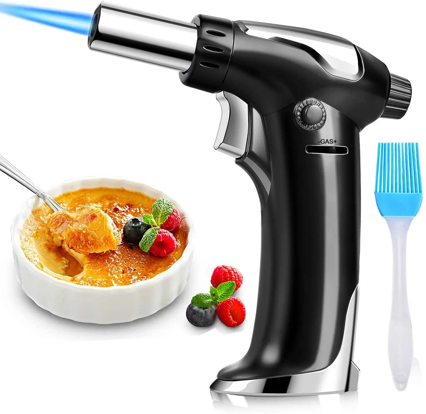

Butane Torch Blow Torch Refillable Kitchen Culinary Torch Lighter with Lock and Adjustable Flame Butane Gas Not Included