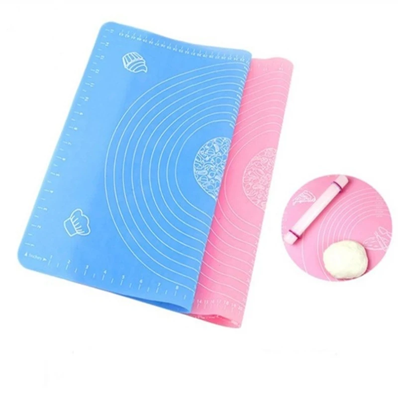 

Amazon Top Seller 2021 Wholesale Non Stick Reusable Food Grade Silicone Fondant Baking Kneading Dough Mat With Measurements, Blue, green, pink