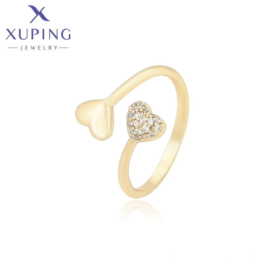 

A00876855 xuping jewelry New Fashion Statement Heart Shape Open Ring 14K Gold Delicate Elegant Zircon Women's Open Ring