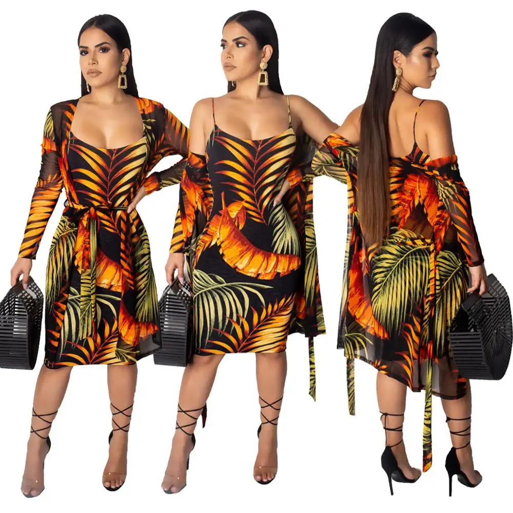 

FS0765D Fashion woman floral prints dresses two pieces sets