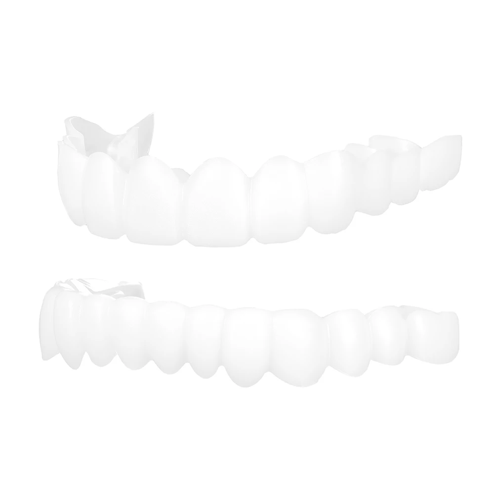 

1pc Upper/Lower False Teeth Denture Polyethylene Instant Veneers Teeth Cover Simulation Braces Oral Care Beauty Snap Smile, Teeth color