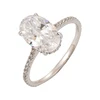 Bezel setting oval diamond cz ring, 14k solid gold ring jewelry