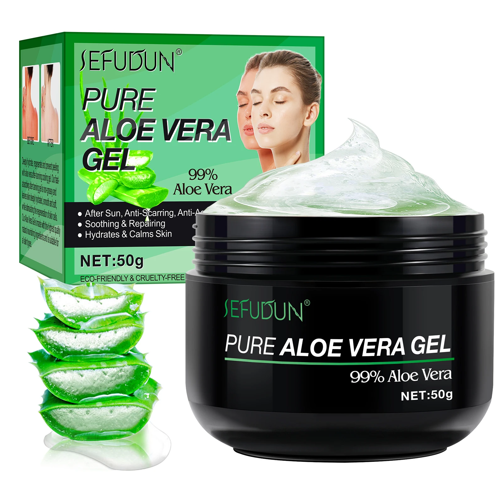 

SEFUDUN face body care replenishing water anti-aging nature moisturizing soothing repairing skin pure organic aloe vera gel