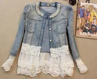 

women winter short lace coat warm winter Denim Jacket plus size(S-5XL)