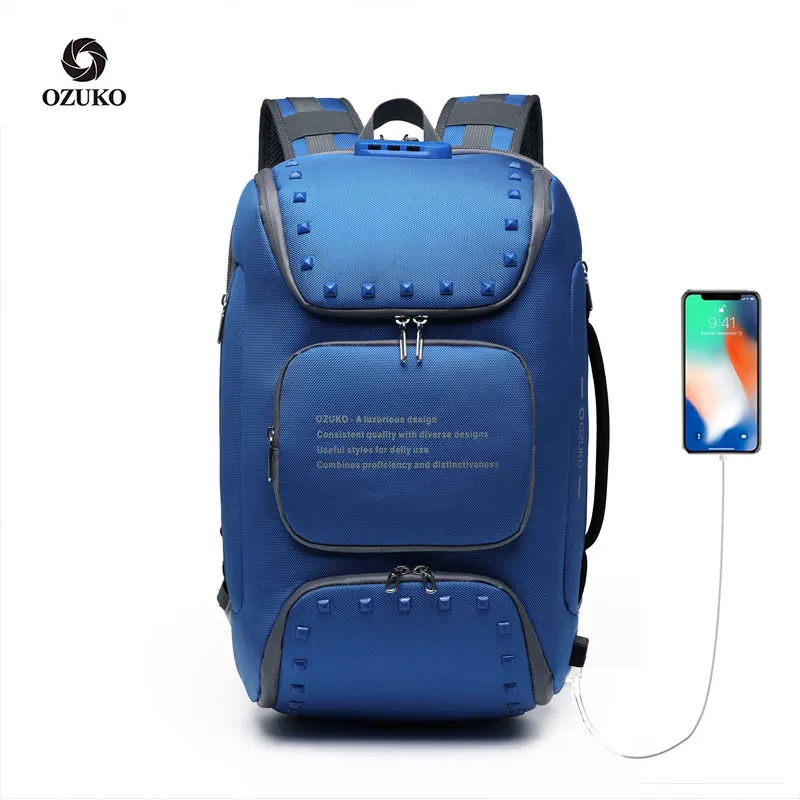 

Ozuko 9284 Mochilas-Juvenil Escolar Trekking Neoprene Laptop Bag Computer 15.6 Inch Luxury Anti Theft Mini Backpack, Black,grey,blue,camo,deep blue,orange