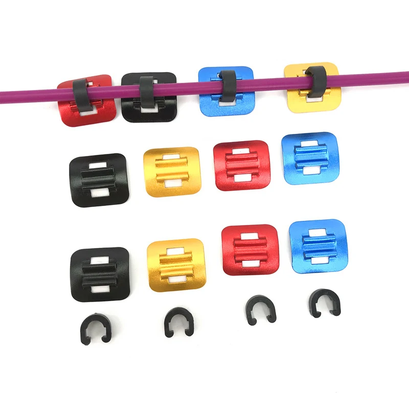 

Bicycle C-shaped buckle bottom plate mtb road bike cable line tube housing fixed securing clip aluminum alloy accessories set, Black/red/golden/blue