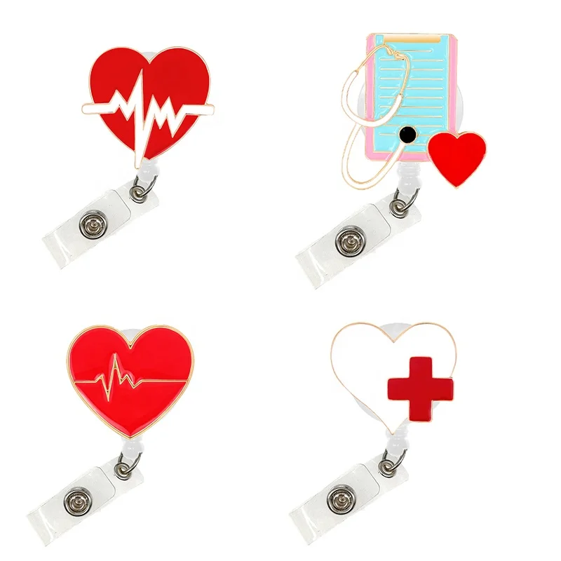 2021 lailina medical doctor clipboard Stethoscope heart beat ECG ambulance rhinestone nurse Accessories id badge Holder reel, 3 coloes