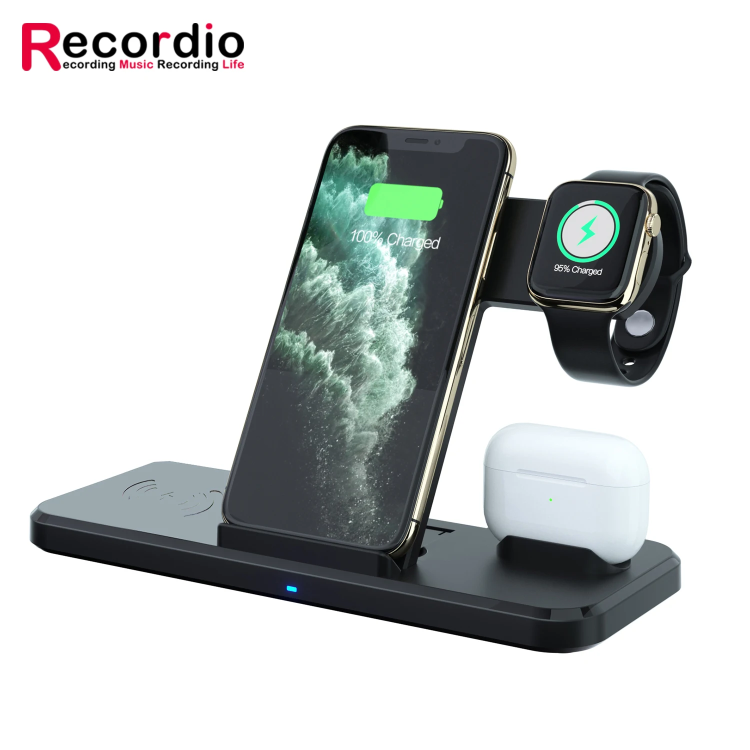 

GAZ-PB19 New Design 15W 4 In 1 QI Standard Wireless Charger Station Foldable Fast Wireless Charger For Phones, Black, white