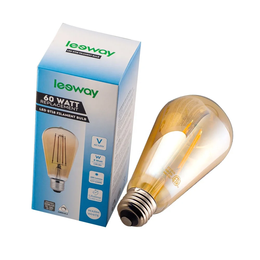 

Warm color Dimmable Led Filament Light Bulb St64 8 Watt
