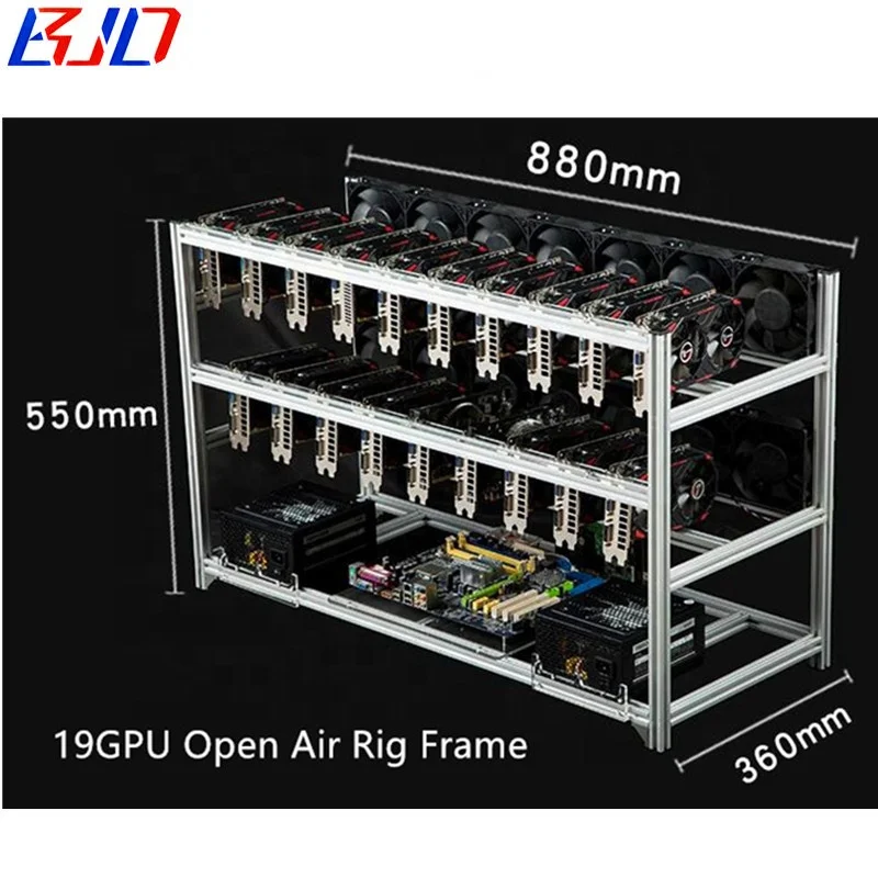 

6 8 12 14 16 19GPU Miner Open Air Stackable Mining Frame Graphics Card GPU Rig Case Rack in stock, Silver