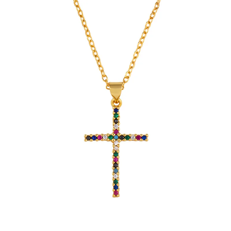 

Amazon best-selling cross love pendant necklace with diamond-encrusted zircon necklace love shape cross shape for girls