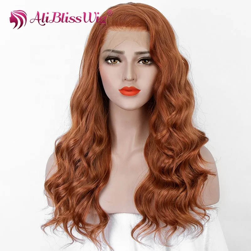 

Aliblisswig Wholesale wigs Natural Looking Wigs Long Body Wave Copper Cheap Synthetic Lace Front Wigs For Women