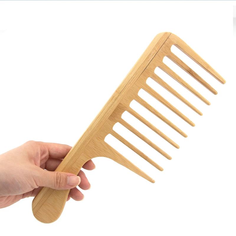 

Private Label Large Size Bamboo Wooden Wide Tooth Comb Bamboo Hair Comb, Natural