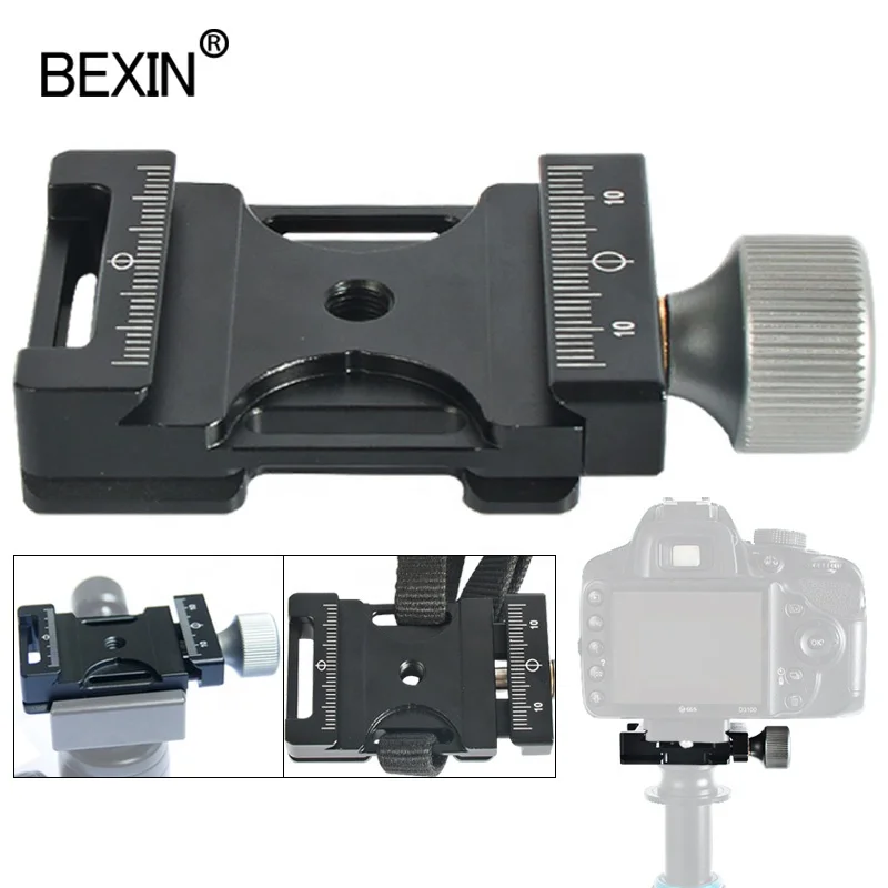 

photography Arca-swiss Quick Release Plate adapter mount Clamp clip DC-38Q 1/4 and 3/8 Screws With Strap Buckles For DSlr Camera, Black