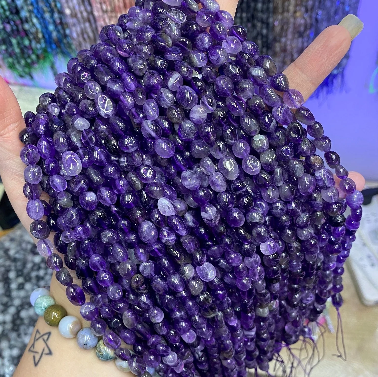 

Natural 8-10mm Amthyst Irregular Shape Beads Gravel Pebble Gemstone Beads Healing Energy for Jewelry Making 15" Strand, 100% natural color