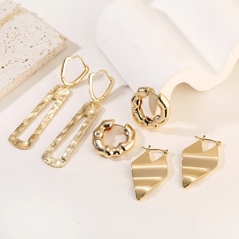 

Fashion Earrings Trendy 2022 Newest Women 14K Gold Plated Hoop Earrings