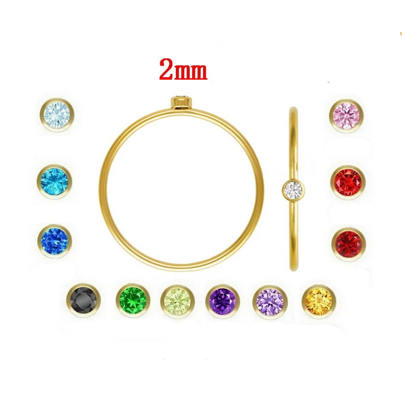 Vintage 2mm Zircon Bezel Rings for Party Gift Gold Filled Non Tarnish Fine Jewelry Women Finger Rings