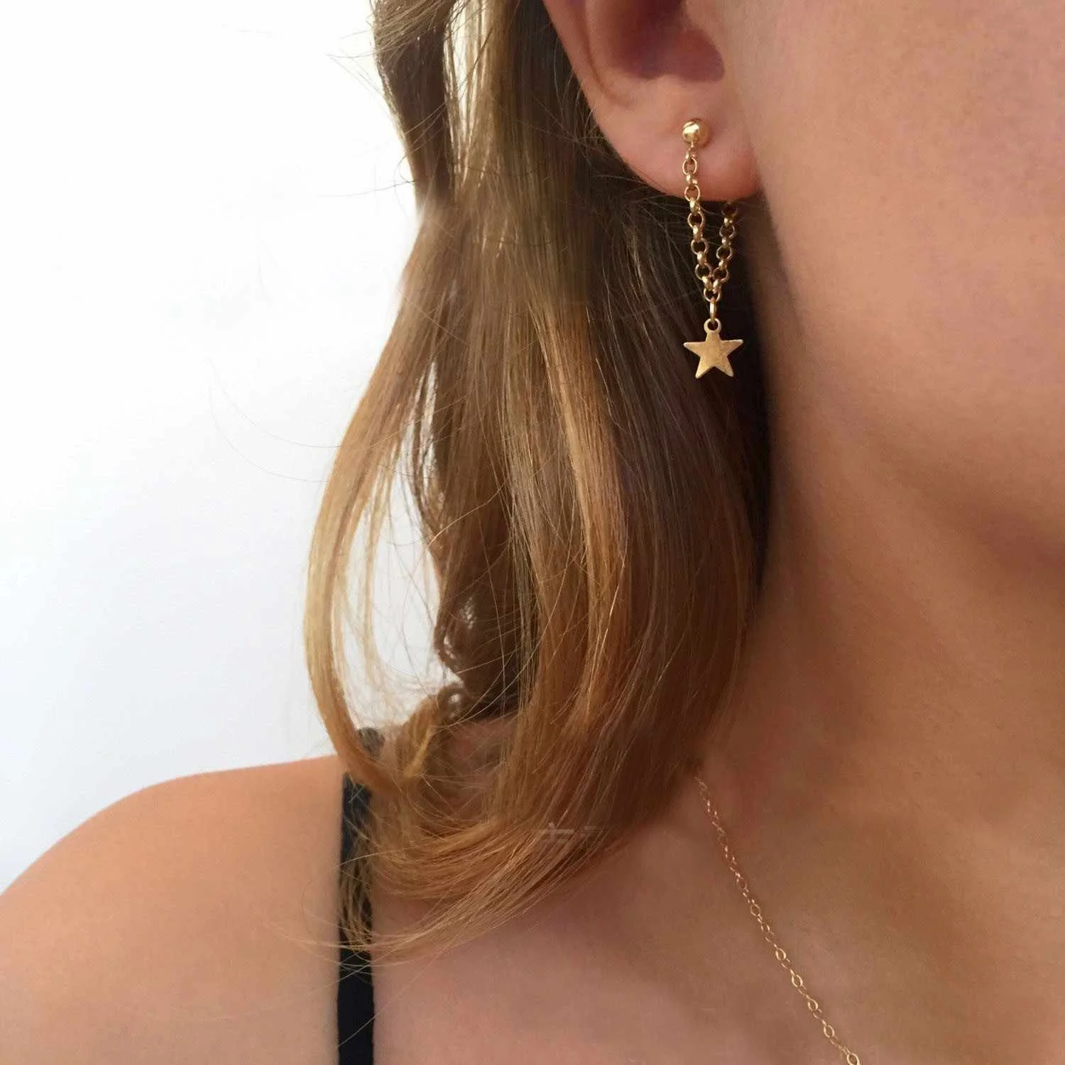 

Simple and Creative Personality Star Chain Tassel Pendant Pierced Tassel Earrings for Women