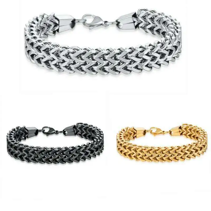 

Hip Hop Titanium Steel Double Row Single Row Bracelet Positive And Negative Mesh Stainless Steel Bracelet, Picture shows