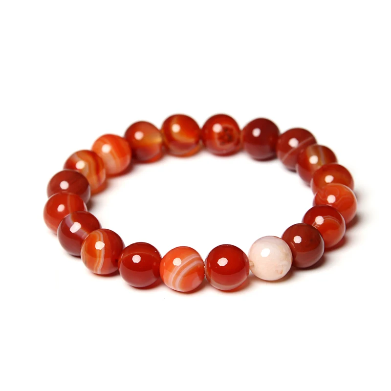 

NAPOLN 12 Colors Striped Agate Natural Gemstones 4/6/8/10/12mm Natural Carnelian Bracelet, Yellow, blue, red, rose red, green