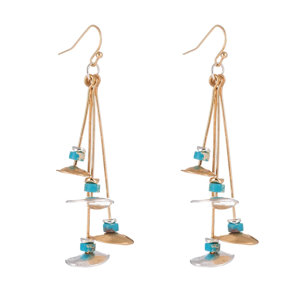 

Creative Design Of Natural Turquoise Long Tassel Earrings For Woman Jewelry