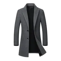 

Free Shipping Warm Winter Wool Blend Long Windbreaker Overcoat Jackets Mens Coat