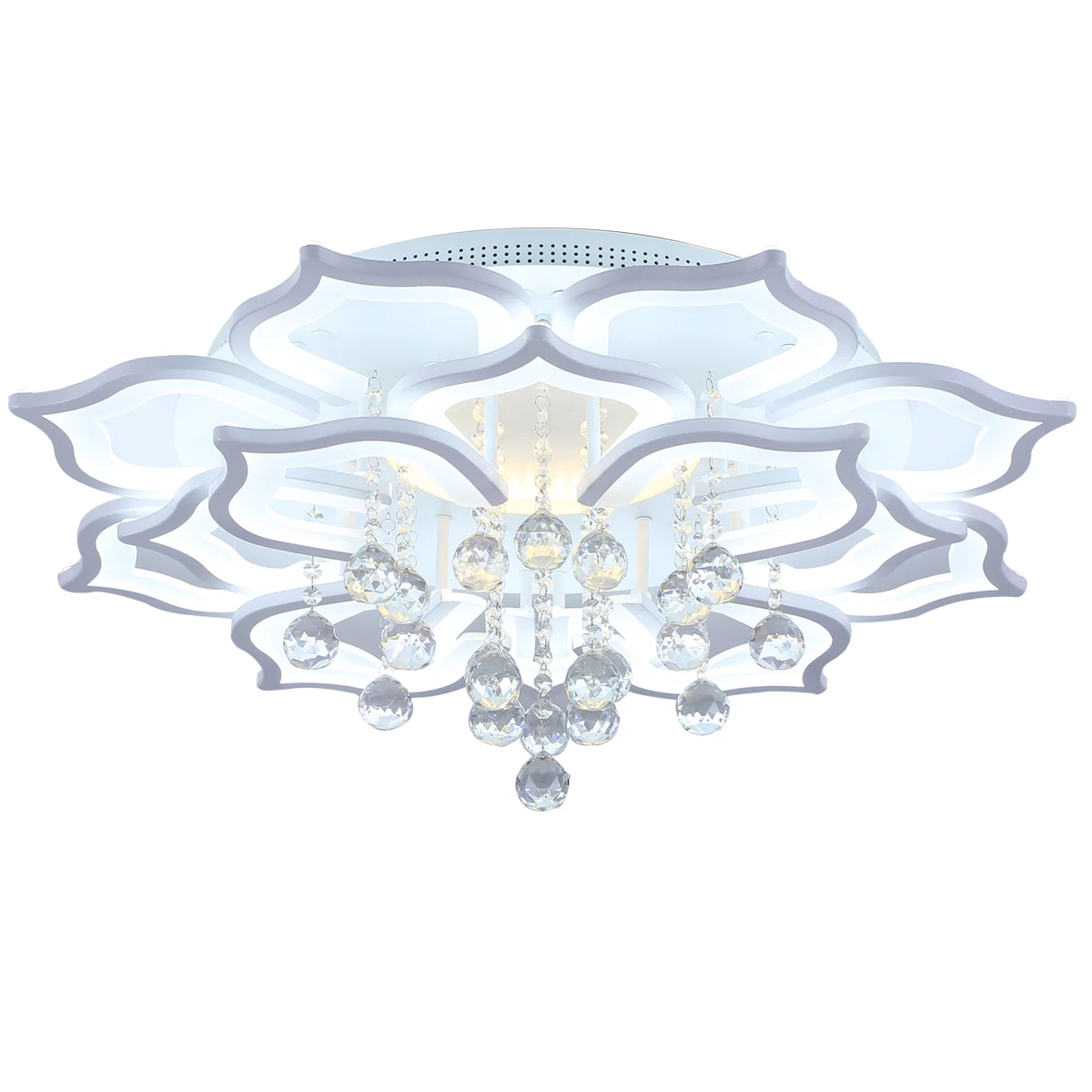 

3D Flowers Segments Modern Crystal Pendants LED Chandelier Living Room Decorative Dimmable Lighting