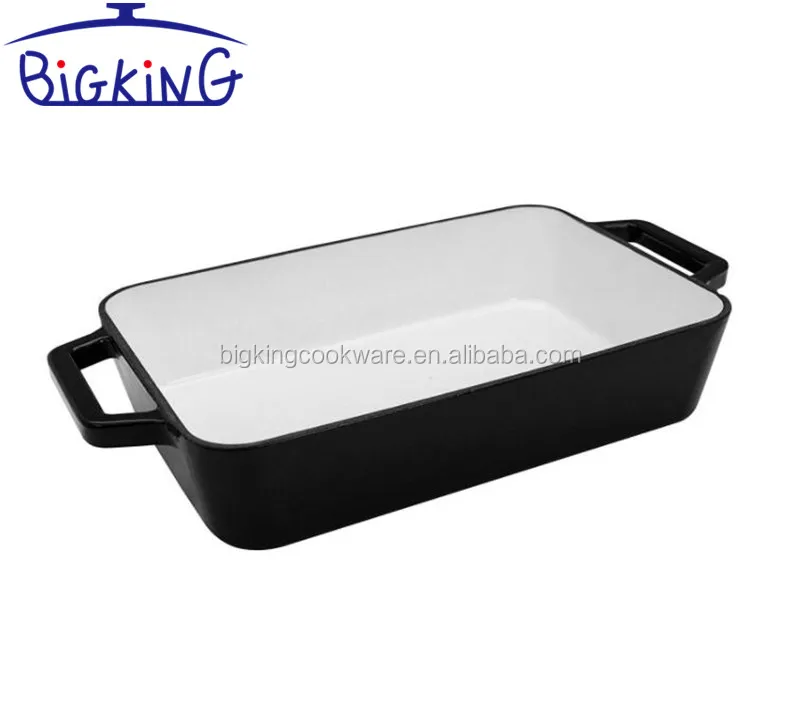 

Rectangular Cast Iron Roasting Pan Home Cookware Roaster Baking Dish, Red blue or customized