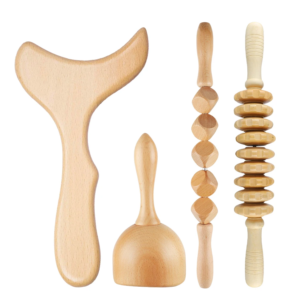 

Maderoterapia Handheld Wooden Massage Roller Wood Therapy Massage Tools Set