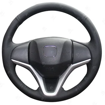 

Custom Black Leather DIY Steering Wheel Covers for Honda Fit 2014 for Honda Vezel 2015 2016 2017