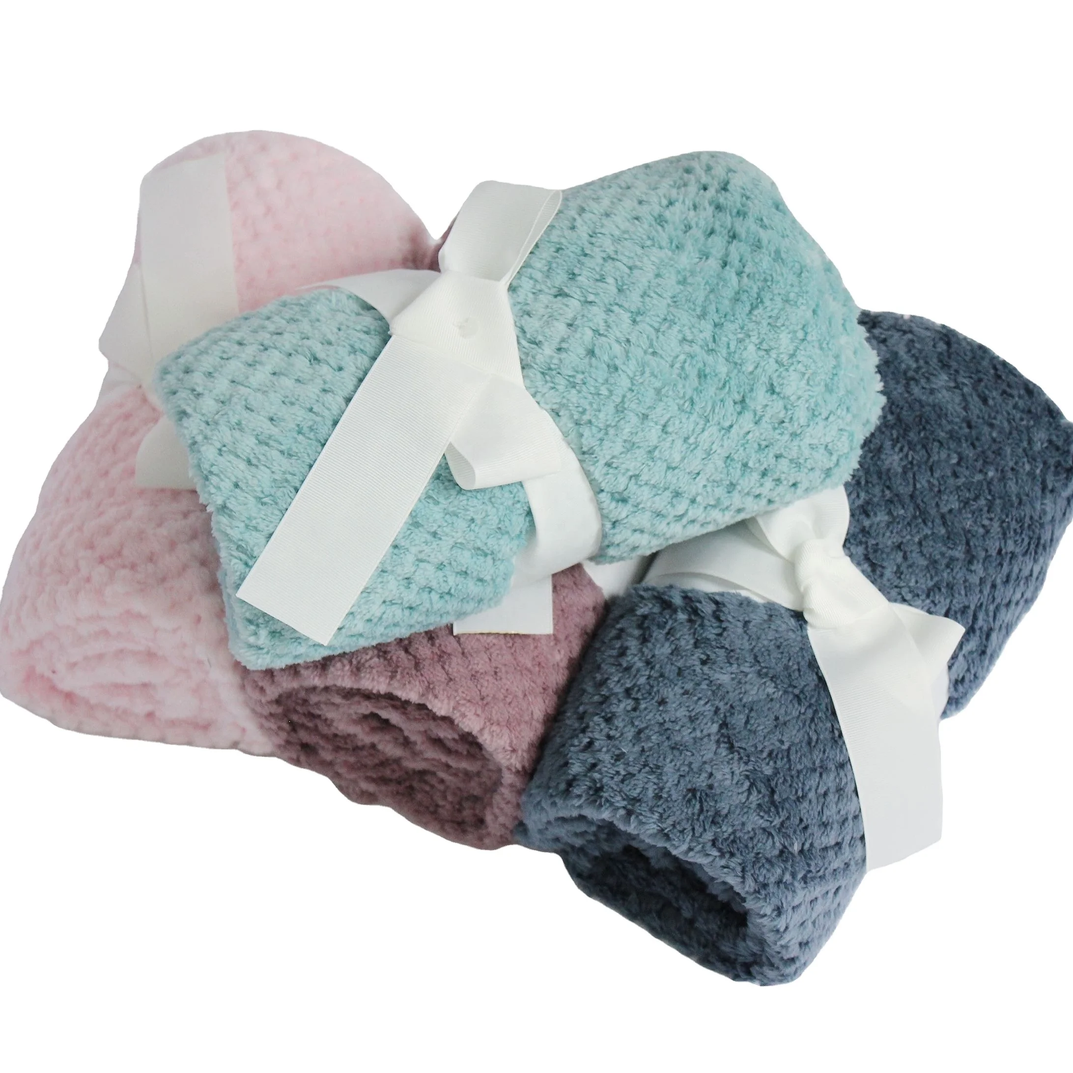 

Factory Wholesale Super Soft Doubleside Jacquard Baby Flannel Throw Blankets